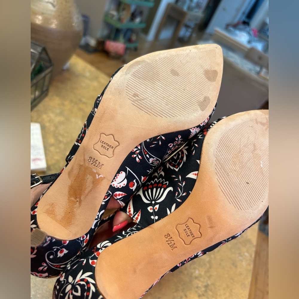Talbots Sylvie Paisley Side Knot Slingback Kitten Heels - Picture 6 of 6
